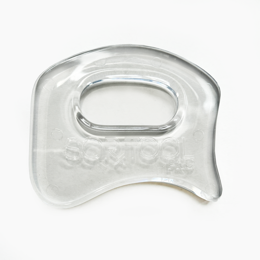 Transparent SORTOOL Pro, designed for lightweight portability and precise muscle recovery.